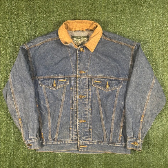 R.D. New York Other - R.D. New York Denim Jacket Mens XL Blue Excellent Leather Collar Trucker